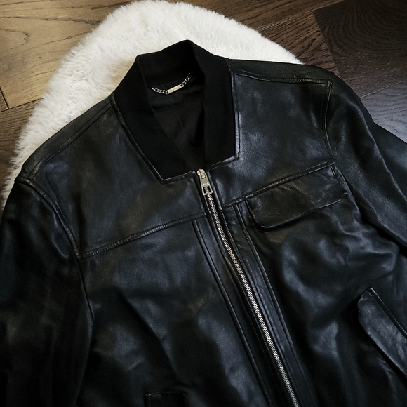 Versace Collection Greca Lamb Leather Bomber Jacket - Picture 3 of 9